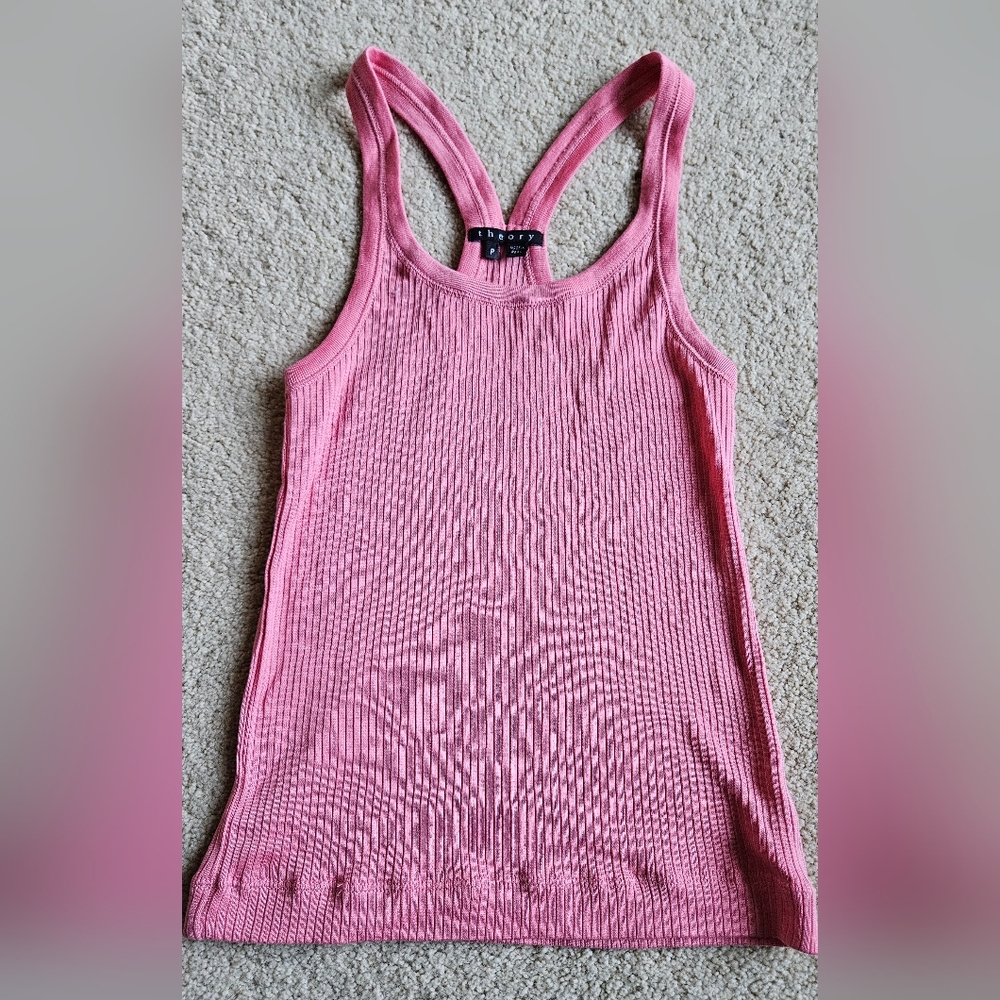 Theory Pink Cotton Tank Top Size P